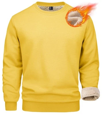 Sudaderas informales para hombre forradas de sherpa invierno cálido polar pulóver cuello redondo camisas Foto 1 de 4