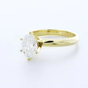 1.5CT LAB-CREATED DIAMOND D/VVS2 OVAL CUT 14K YELLOW GOLD CLASSIC SOLITAIRE RING - Picture 1 of 3