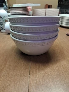 4 Delmar Fapor weiß rund Schüsseln 7,5" rustikale Punkte Kochfeld Nagel EUC ++ Eimer Aaa - Bild 1 von 6