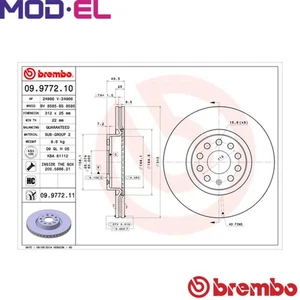 2x BRAKE DISC 09.9772.11 FOR VW CADDY/ALLTRACK/Box/Body/MPV/CALIFORNIA/Camper - Picture 1 of 9