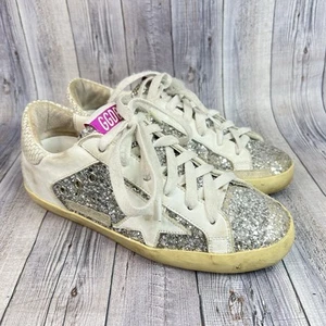 Golden Goose Superstar Silver Glitter Sneakers White Leather Women’s 36 EU - Picture 1 of 13