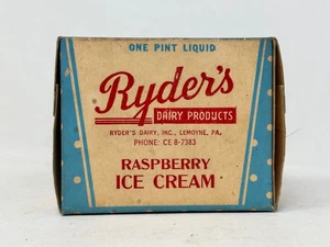 Contenedor de helado vintage Ryder's Dairy Products helado 1 pinta - Imagen 1 de 6