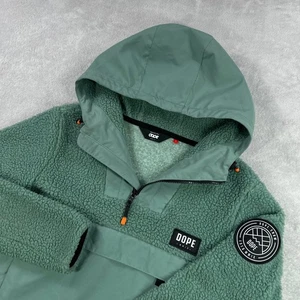 Dope Snow Hoodie Pullover Womens Large Green Sherpa Fleece Jacket Snowboarding - Picture 1 of 11