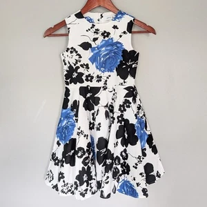 Kate Kasin Girls Blue/Black Floral Sun Dress size 7-8 Medium  - Picture 1 of 6
