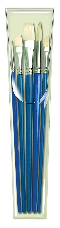 PRO ARTE ARTIST PAINT BRUSH SET 5 OIL PAINTING HOG BRUSHES ROUND FLAT CRAFT CWA - image 1 of 1