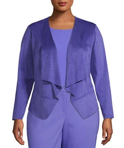 Anne Klein Plus Size Faux-Suede Open-Front Jacket Purple 1X NWT! $149 AUC - Picture 1 of 2