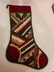Handarbeit Vintage Patchwork Weihnachtsstrumpf gesteppt 22" doppelseitig gefüttert - Bild 1 von 7