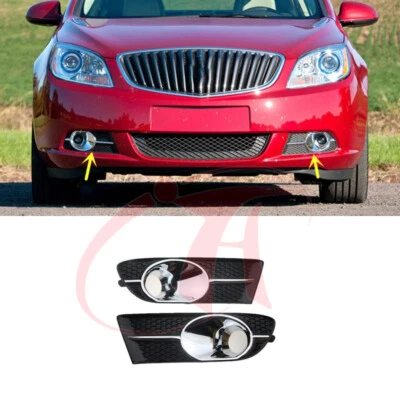 🔥 1 Pair Front Bumper Foglight Grille Covers w/ Chrome For Buick Verano 2012-17 — 第 1/4 张图片