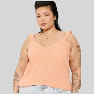 6X 30W Torrid Waschbar Crinkle Guaze Rüschenriemen Tank Orange Ditsy Blumenpfote - Bild 1 von 8
