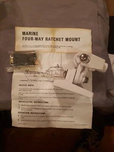 Marine White Nylon Boat Ratchet Mount Stereo, Radio Antenna Bracket - Picture 1 of 6