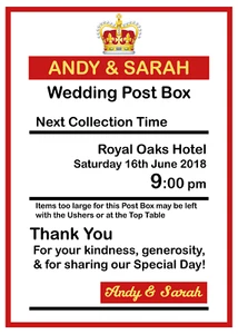 Personalisierte Hochzeit Postkasten Karte 7 x 5 Zoll - Bild 1 von 2