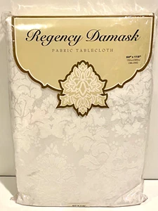Regency Damasco 60 x 118 Mantel de Tela Blanco Oblongo Asientos 10-12 Nuevo - Imagen 1 de 4
