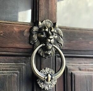 B✊🏼Vintage Hand Made Large Solid Stainless steel Lion Head Door Knocker home