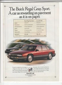 Anuncio original de revista Buick Regal Gran Sport 1992 "Un auto como recompensa..." - Imagen 1 de 1