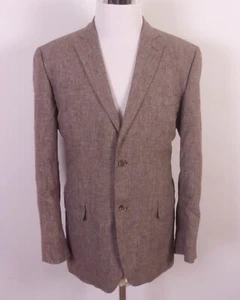 EUC Tasso Elba Island Brown Glen Plaid Light Linen & Cotton Blazer Sportcoat L - Picture 1 of 5