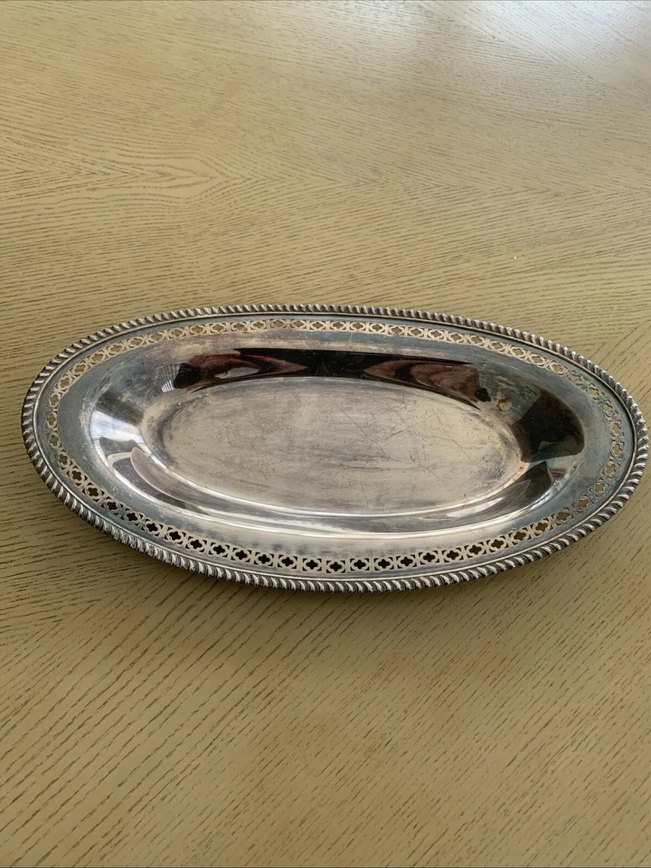 Bandeja para servir Birks Regency plateada ovalada E P cobre 19A Foto 1 de 4