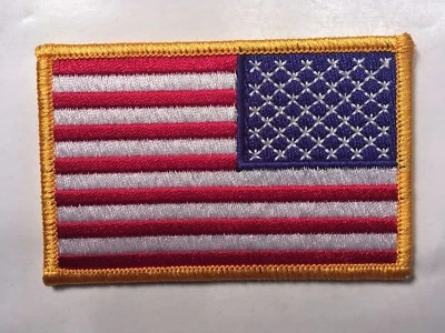 american flag patch reverse flag patch reverse gold border patch 3.5" wide - Image 1 of 2