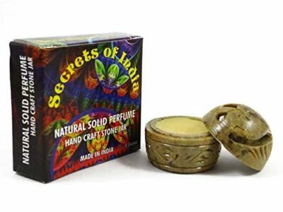 Natural Solid Perfume in Hand Crafted Stone Jar India 8 gm (Vanilla) - Image 1 of 3