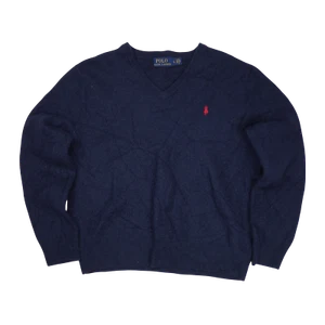 Polo Ralph Lauren Boys' Wool V-Neck Jumper L Navy - Picture 1 of 4