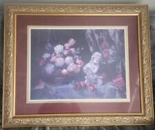 VTG 2002 Home Interiors Large 35x29" BOUQUET BURGUNDY GOLD Frame Wall Hang Heavy