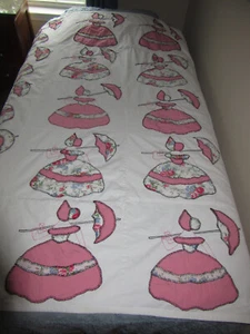 VTG HANDMADE SUNBONNET SUE APPLIQUE COTTON QUILT - 70" X 67" APPROX. - Picture 1 of 8