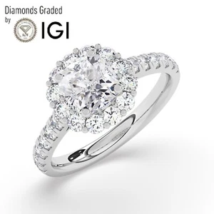 IGI, D/VS1, Solitaire Lab-Grown Cushion Diamond Engagement Ring,950 Platinum - Picture 1 of 24