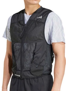 adidas Ultimate Pocket Mens Running Gilet Black Run Lightweight Full Zip - Picture 1 of 5