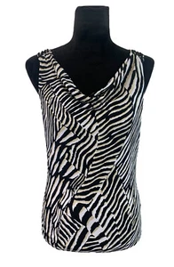 White House Black Animal Print Beaded Sleeveless Blouse Size S - Bild 1 von 10