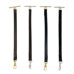 Albert Pocket Watch Strap Leather Black or Brown with Silver Gold Fitting - Picture 1 of 13