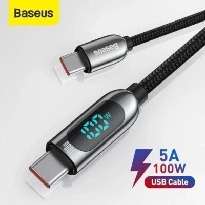 Baseus 100W cabo USB C carregamento rápido carregador tela LED para Macbook Samsung - Imagem 1 de 4