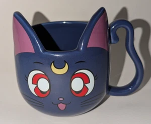 Sailor Moon Luna 3D Katze geformter Kaffeebecher Keramiktasse SELTEN RARITÄT EUC Katze Katze - Bild 1 von 9