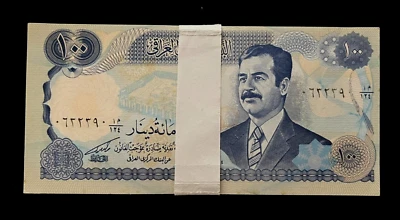 IRAQ 100 DINARS P-84 1994 x 100 Pcs Lot IRAQI BUNDLE SADDAM FALCON UNC BANKNOTE - Image 1 of 4