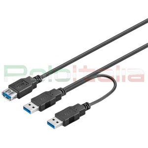 Cavo USB 3.0 a Y 2 maschio 1 femmina doppia alimentazione per pc dati hard disk - Foto 1 di 1