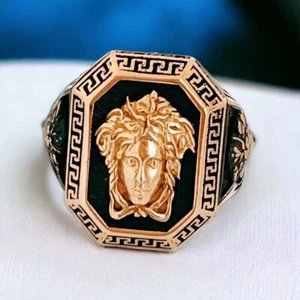 Mode Gorgone Medusa Siegel 925 Sterlingsilber Medusa Biker Herren Ring - Bild 1 von 12