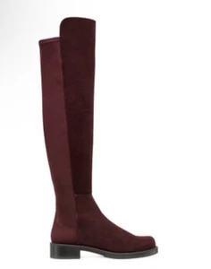 NUOVI stivali scamosciati al ginocchio Stuart Weitzman 5050 stivali scamosciati bordeaux scamosciati 7 37,5 - Foto 1 di 6