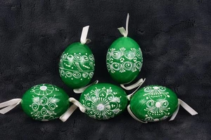 KONVOLUT 5 - VINTAGE HANDBEMALTE HOHLE EIER DEKORATIVE UKRAINISCHE PYSANSKY - Bild 1 von 9