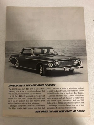 1962 Dodge Dart 440 Vintage Print Ad Advertisement Advert Vtg pa7 - Image 1 of 3