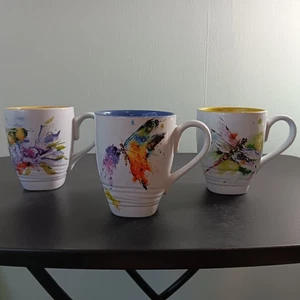 Set Of 3 Demdaco Dean Crouser (Butterfly, Dragonfly, Bumblebee) Coffee Mugs - Picture 1 of 13