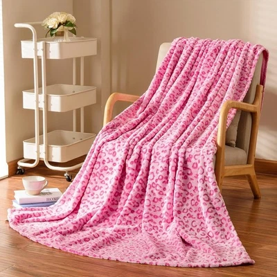 Manta polar de franela de leopardo Excervent 3D, 280 GSM 40x50 pulgadas, rosa  Foto 1 de 4