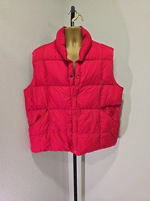 Lands End Down Puffer Vest Mens XL Red Quilted Insulated Snap Front Snow Skiing - Image 1 of 4
