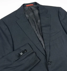 Isaia Woll Blazer Herren EU 50 US 40 Schwarz Nadelstreifen Designer Sport Mantel Italy - Bild 1 von 17