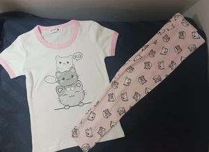 Kleinkind Mädchen Schlafanzug 4/5 rosa Zweiteiler Oberteil Unterteil Katzen (V) - Bild 1 von 4