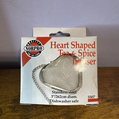 Norpro 3 Inch Stainless Steel Heart Shaped  Tea/Spice  Infuser. 5507 - Image 1 of 4