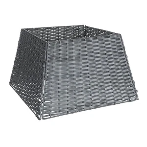 Christmas Village Rattan Basket Style Tree Skirt Grey Foldable Festive Décor - Picture 1 of 7
