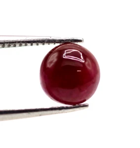 Untreated 0.58 Ct Natural Round Red Color Ruby Cabochon Shape Loose Gemstone - Picture 1 of 12