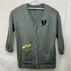 Her Universe Star Wars Mandalorian Grogu 5 Knopf Strickjacke Damen + Größe 1 grau - Bild 1 von 10