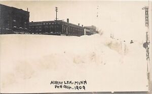 J52/ Albert Lea Minnesota RPPC Postcard c1910  Blizzard Stores Snow 320
