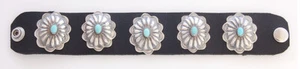 Native American Handmade Navajo Silver Concho Bracelet with Turquoise - Picture 1 of 2