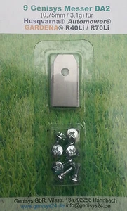 9 Longlife Knives 0.75mm DA2 for Gardena® Robot Mower Sileno - Picture 1 of 2