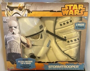 STAR WARS STORMTROOPER NWT Disney 2 Piece Deluxe Costume Set SIZE 4-6 Top & Mask - Picture 1 of 10